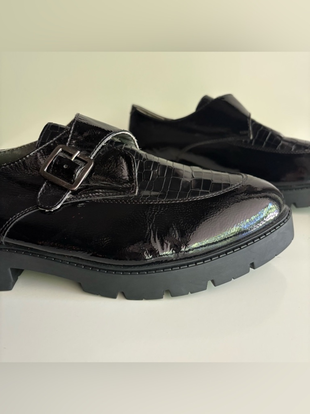 Seychelles Catch Me Black Patent Monk Strap Loafers Size 11 - Picture 4 of 8